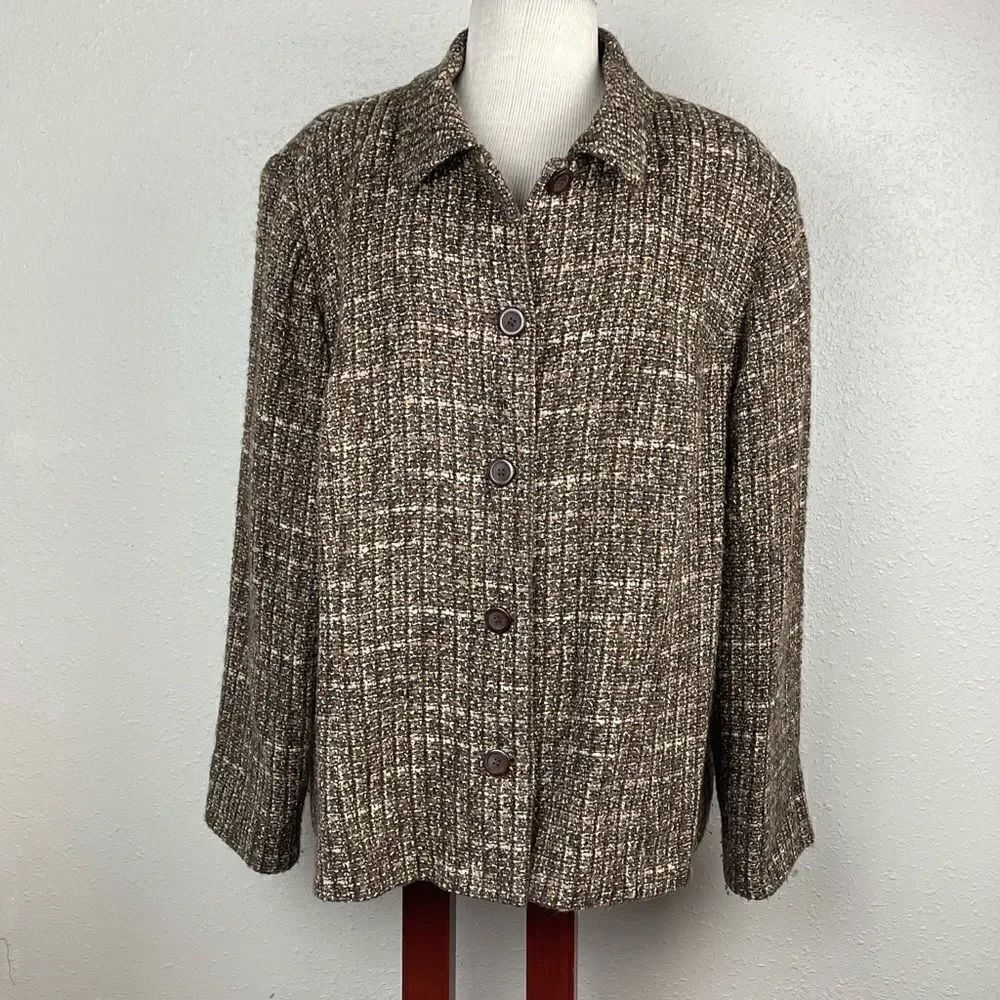 Pre-Owed JM Collection Womens Brown Mulit-Color Blazer Jacket Size 18W